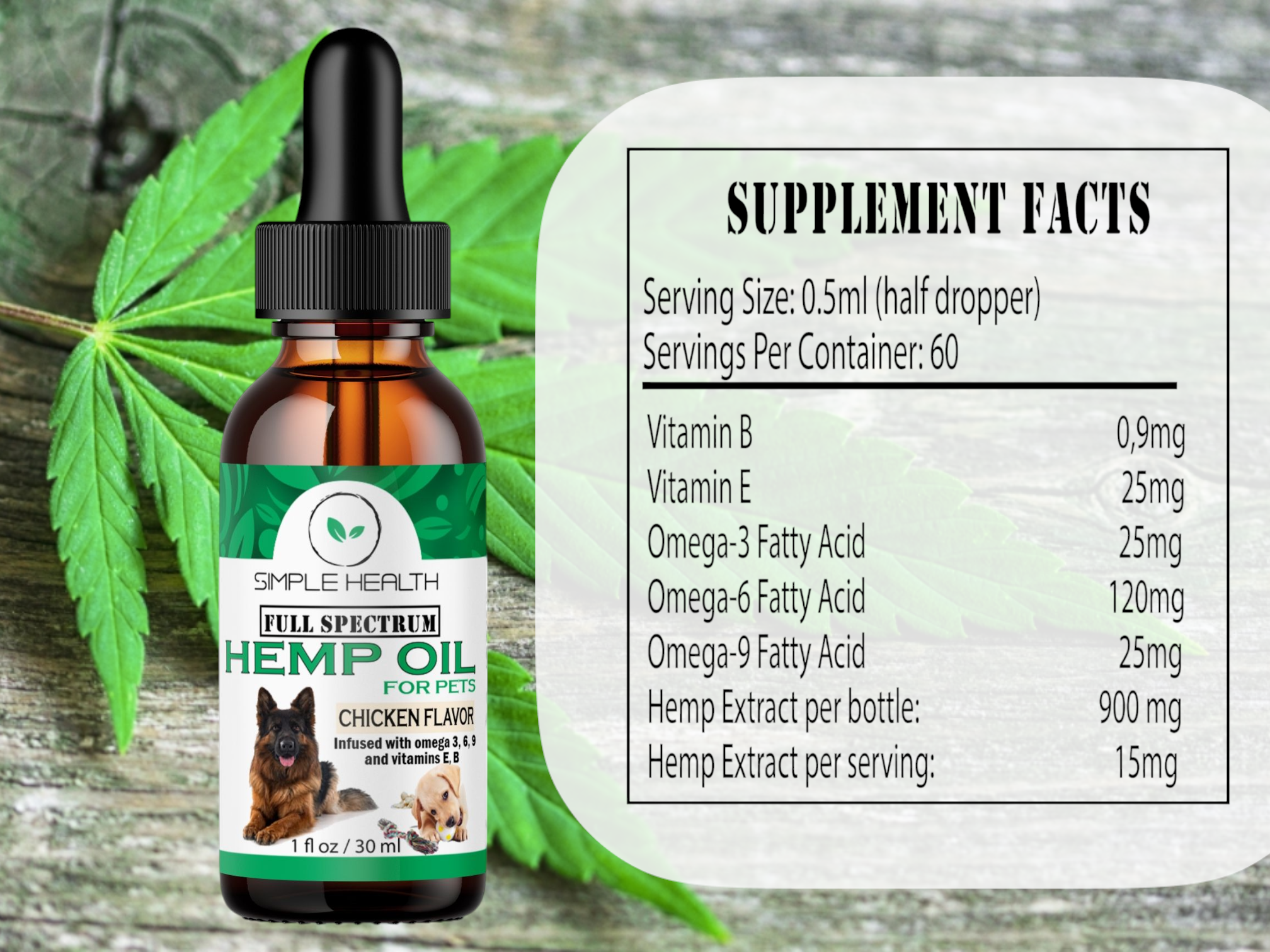 Full Spectrum Hemp oil for Dogs, Cats & Pets, Chicken Flavor - Image 4