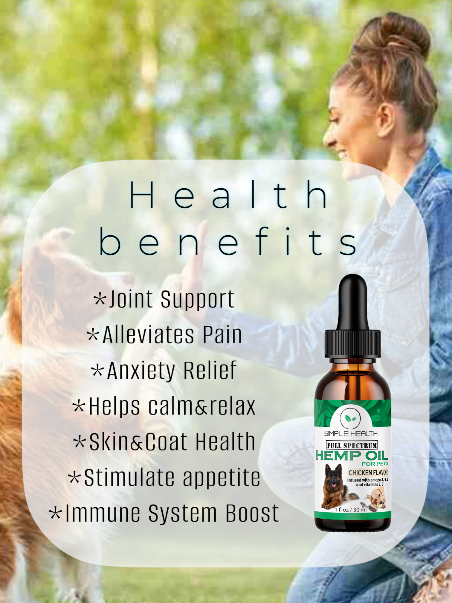 Full Spectrum Hemp oil for Dogs, Cats & Pets, Chicken Flavor - Image 2